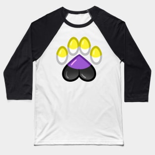 LGBTQ+ Pride Heart Paws - Nonbinary Baseball T-Shirt